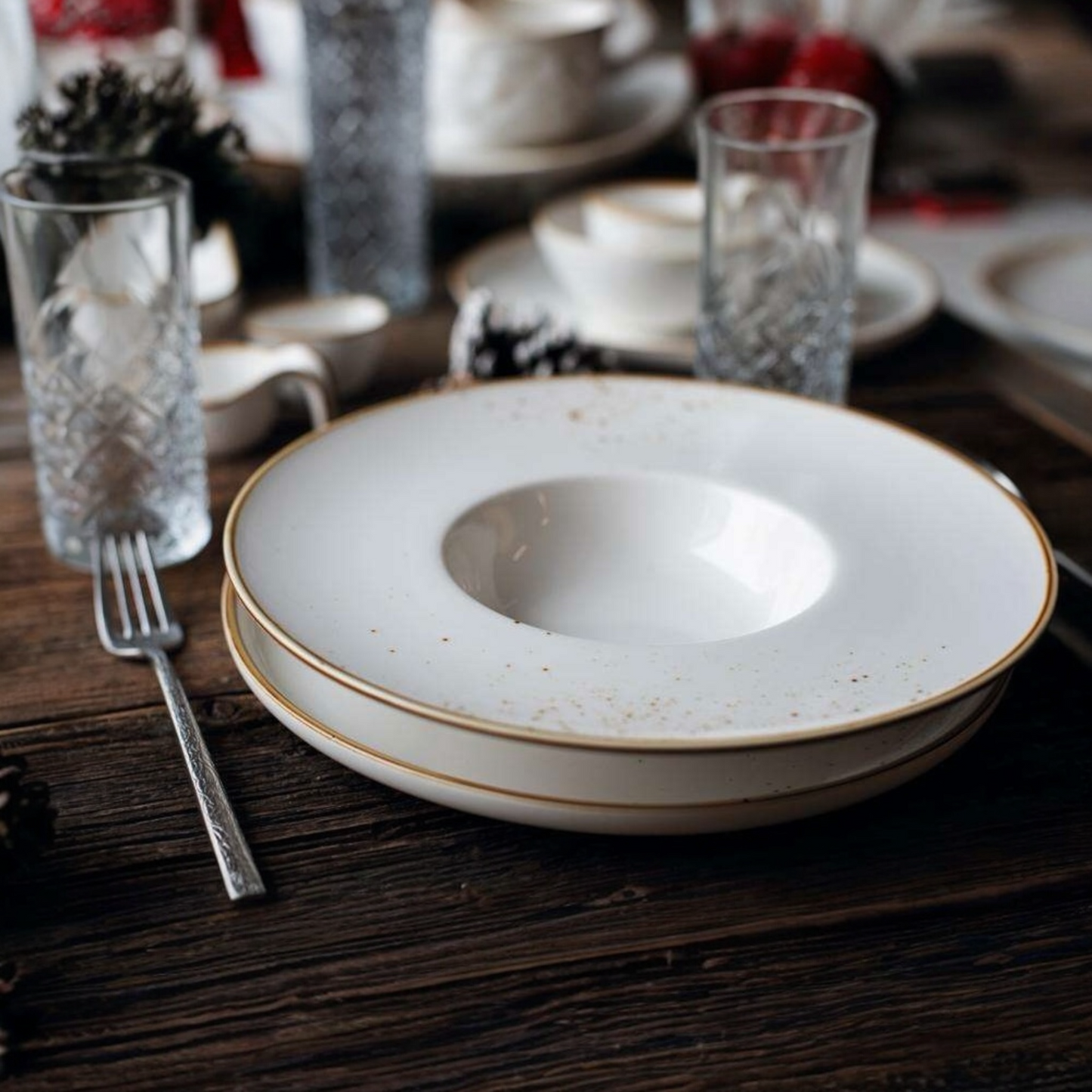 Gold Rimmed Risotto Plate 11.5” - Terra - 12 Pieces