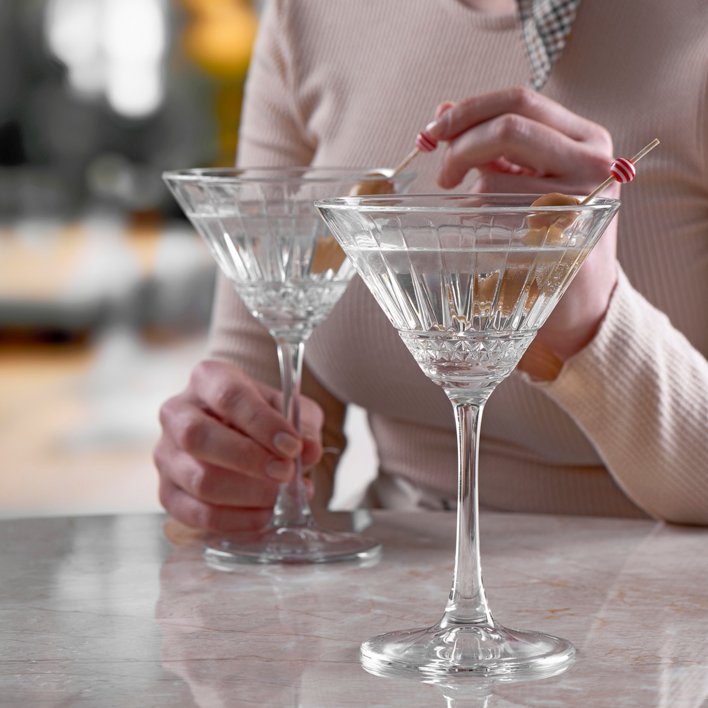 Ribbed Martini Glasses 7.5 oz - Pasabahce Elysia - Set of 12