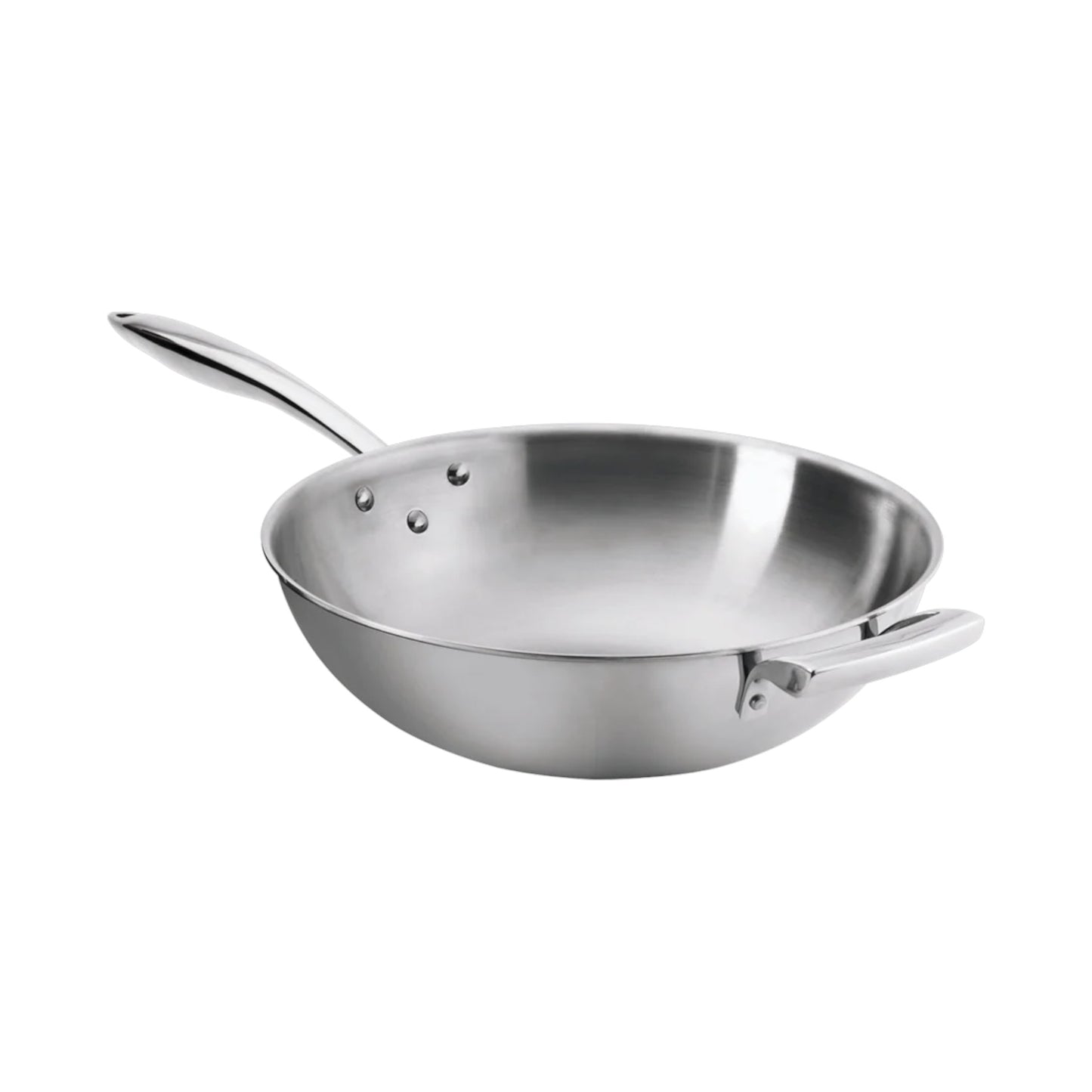 Thermalloy Natural Finish Tri-Ply Wok 5QT – 12” Professional Stainless Steel Wok Pan