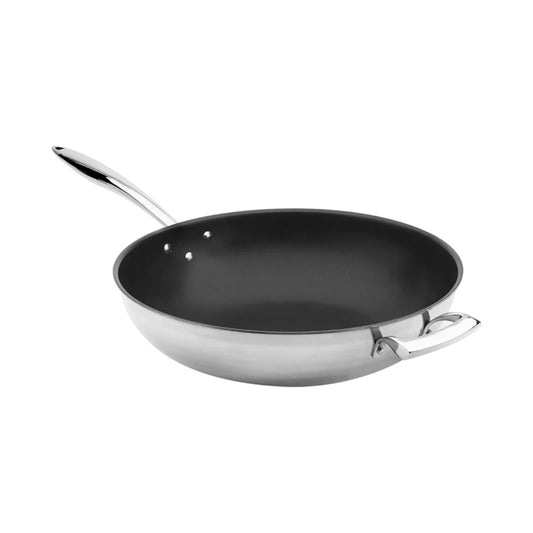 Thermalloy Excalibur Coated Non-Stick Wok 9QT – Professional Stainless Steel 14” Wok Pan
