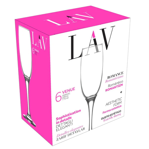 LAV VENUE 7.5 oz Champagne Flutes - 6 /Case