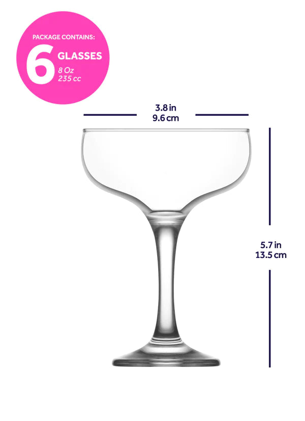 LAV MISKET 8 oz Champagne Coupe Glasses - 6 /Case