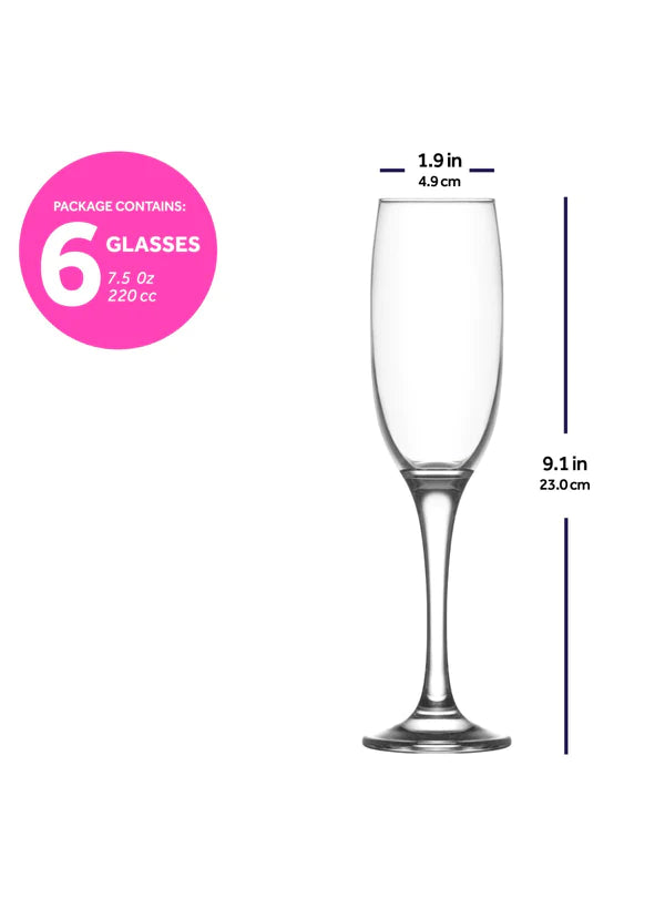 LAV VENUE 7.5 oz Champagne Flutes - 6 /Case