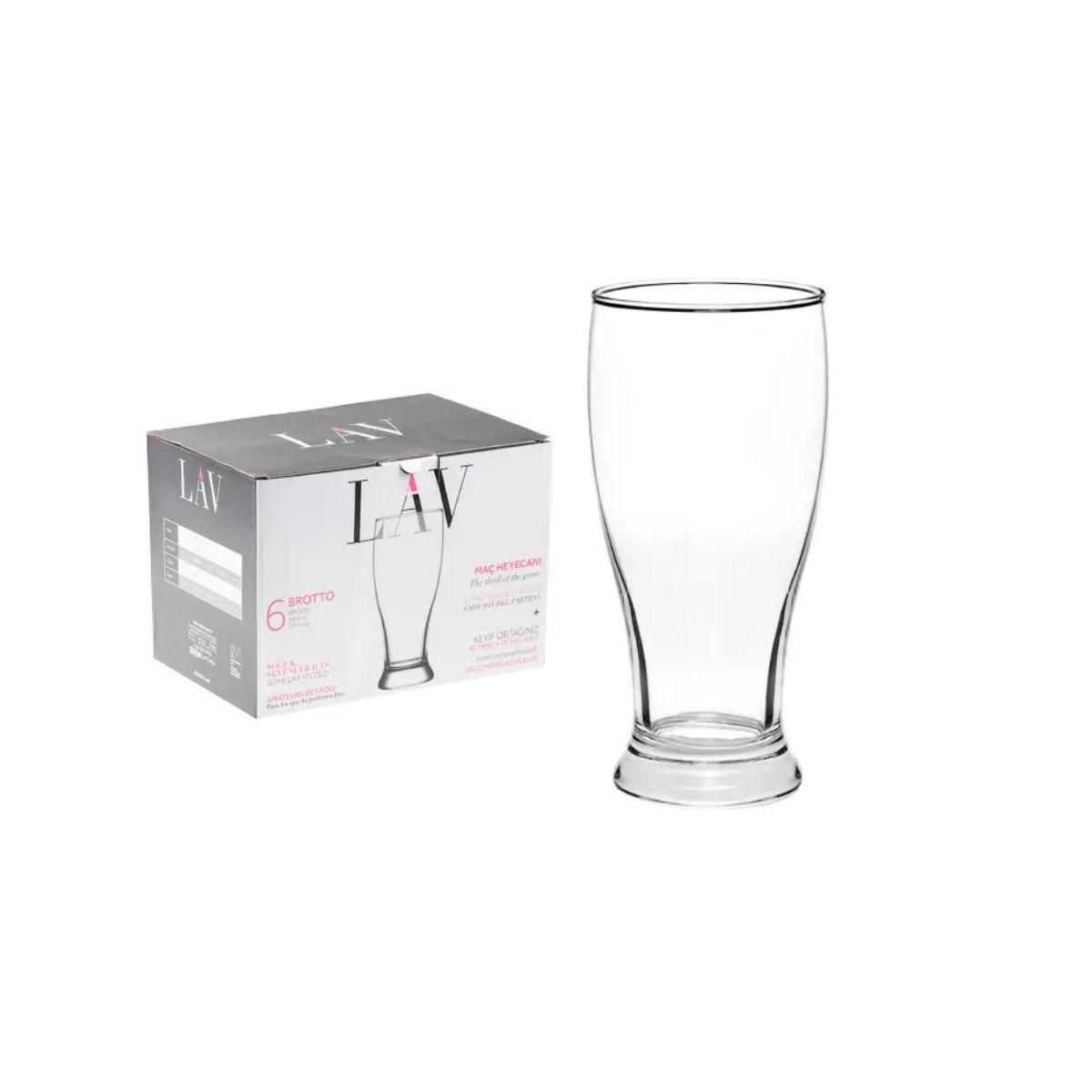 LAV BROTTO 19.25 oz Pilsner Beer Glasses - 6 /Case