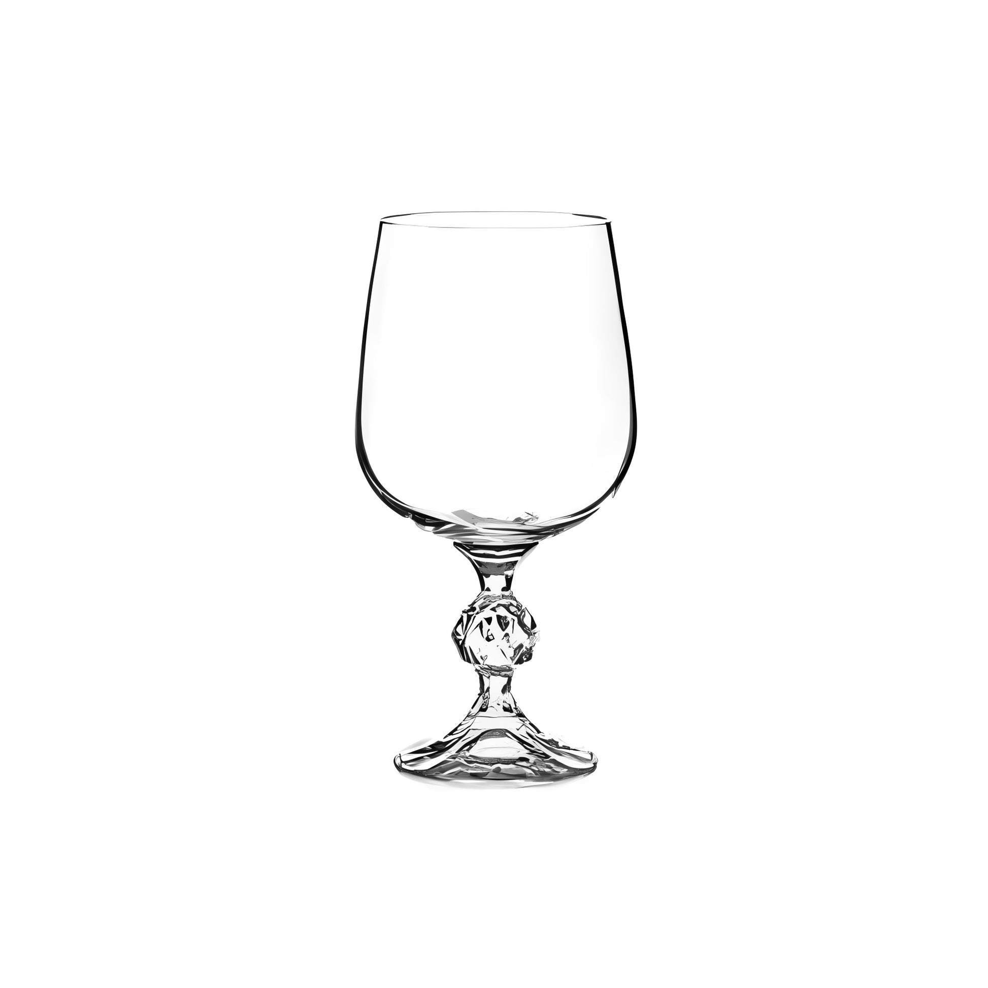 Clear wine glass on a white background