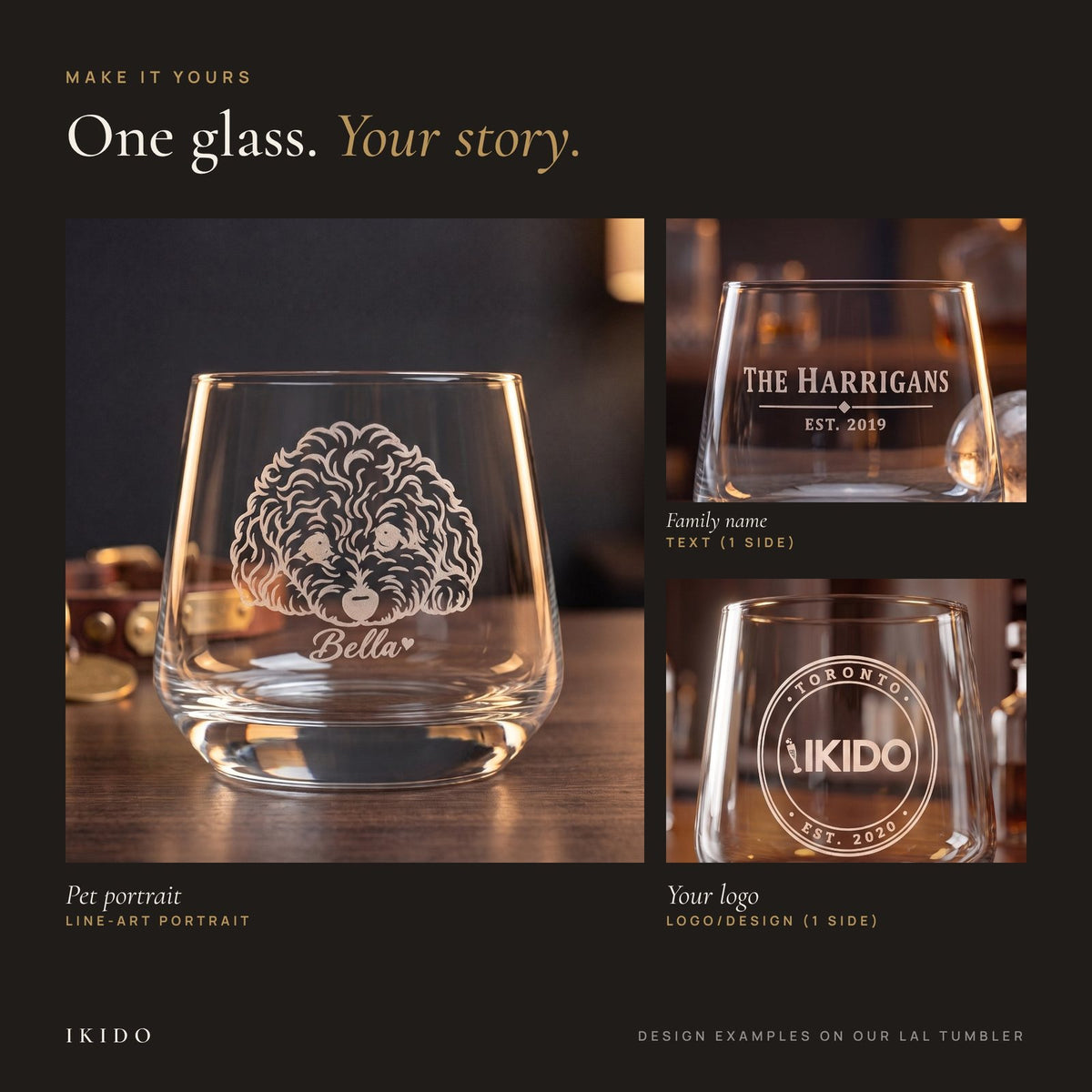 Personalized Engraved Whiskey Tumbler, personalization examples