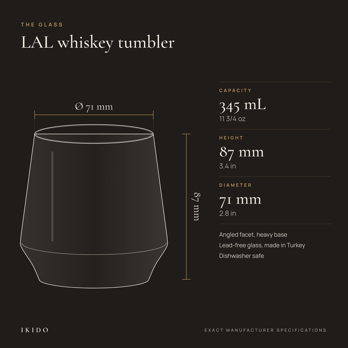 Personalized Engraved Whiskey Tumbler, dimensions and specifications