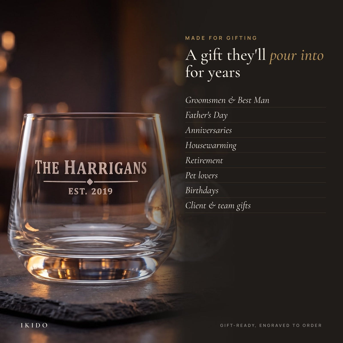 Personalized Engraved Whiskey Tumbler, gift occasions