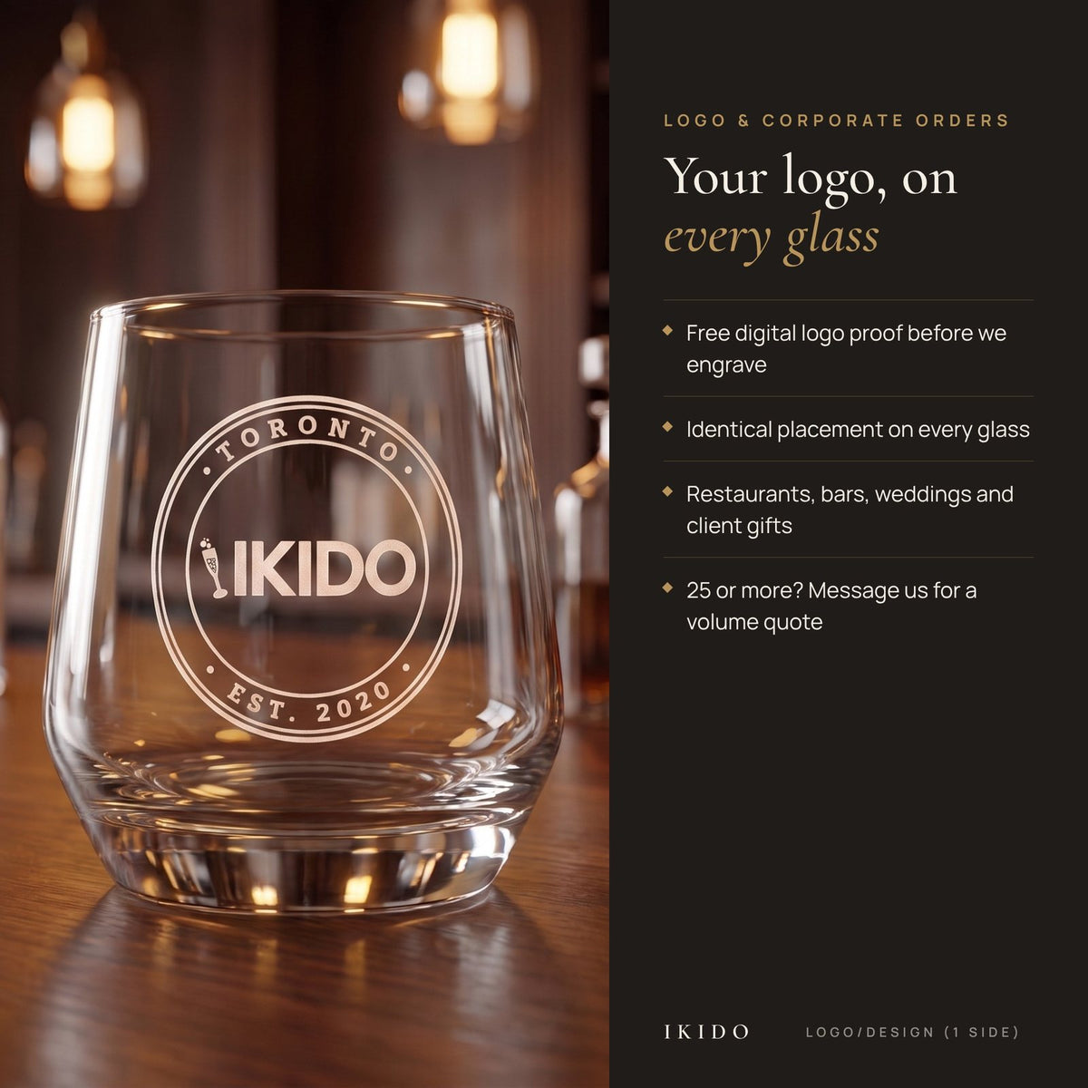 Personalized Engraved Whiskey Tumbler, logo and corporate engraving