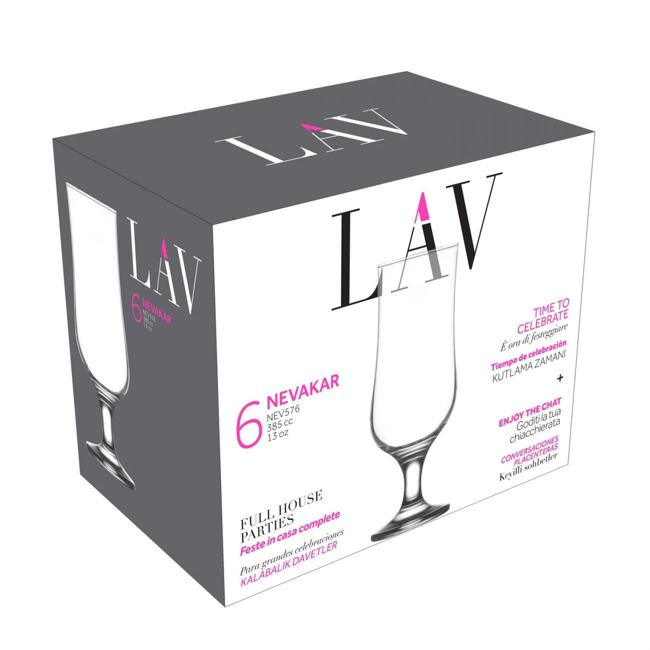 LAV NEVAKAR 13 oz Hurricane Cocktail Glasses - 6 /Case