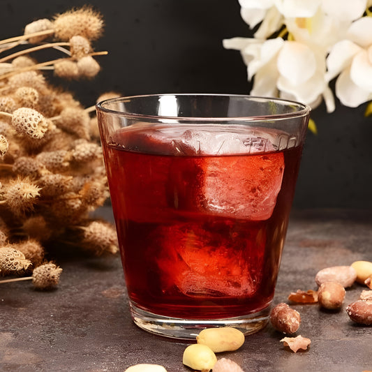 Pasabahce City glass with iced red cocktail on dark surface — 190ml DOF tumbler set of 12, IKIDO Canada